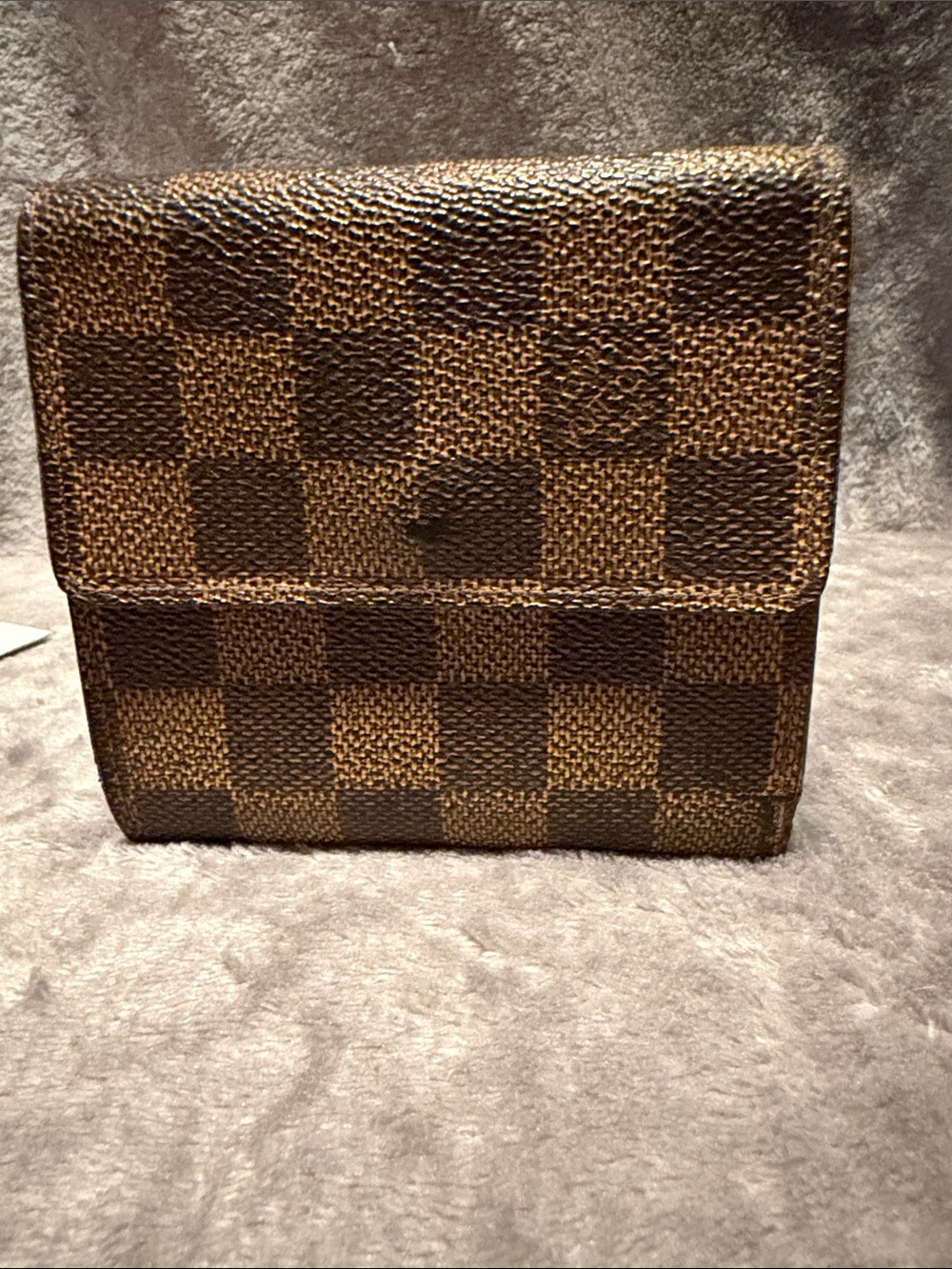 LOUIS VUITTON VINTAGE PORTEFEUIL ELISE DAMIER EBENE WALLET BROWN